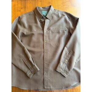 Woolrich Vintage Men's XL Brown Long Sleeve Button Up Shirt with Zip Pocket